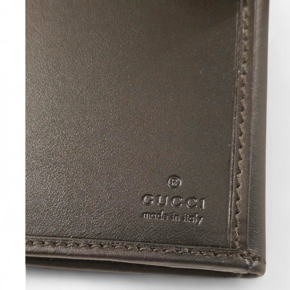 Vintage Gucci Sherry Web Beige Canvas & Brown Leather Wallet Made in Italy - Picture 8 of 11